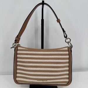 Kate Spade Hudson Striped Canvas Medium Convertible‎ Crossbody Blue Beige